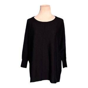 Alice & Olivia black crew neck 3/4 sleeves oversize sweater size small